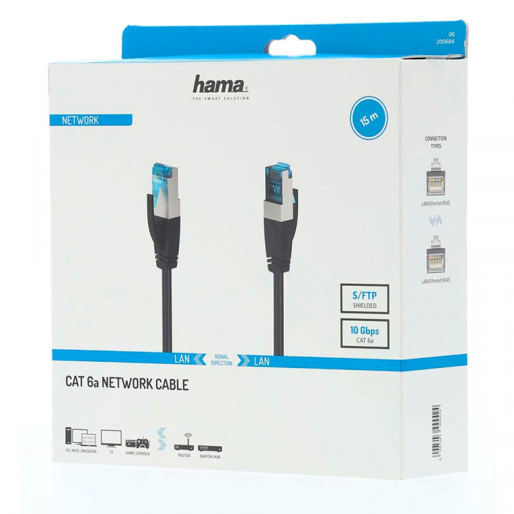 Hama Cable Network CAT6a S/FTP 15.0m Black Hama Cable Network CAT6a S/FTP 15.0m Black