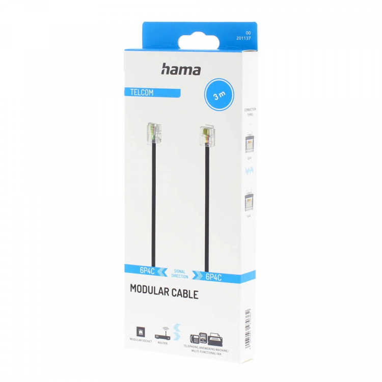 Hama Cable Modular 6p4c Black 3.0m