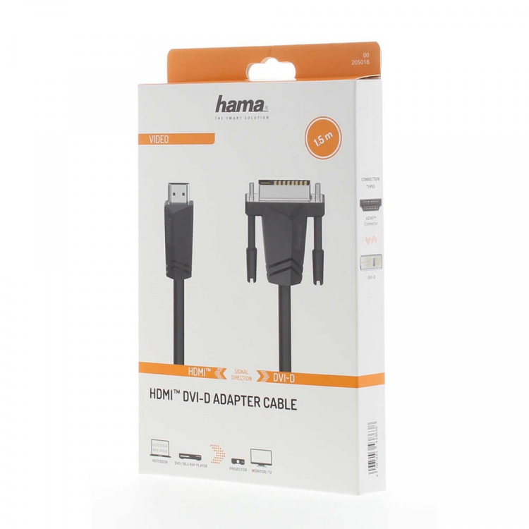 Hama Cable HDMI to DVI/D Black 1.5m Hama Cable HDMI to DVI/D Black 1.5m