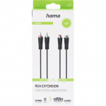 HAMA Cable Audio Extension 2 RCA Plugs - 2 RCA Sockets 3.0m
