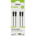 HAMA Cable Audio Extension 2 RCA Plugs - 2 RCA Sockets 5.0m