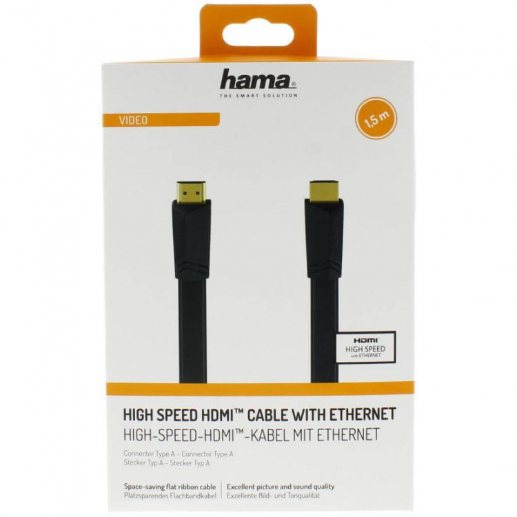 Hama Kabel HDMI Ethernet Platt Svart 1.5m