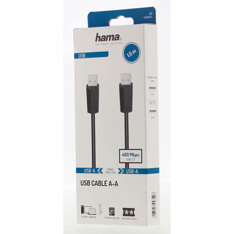 Hama Cable USB A-A Black 1.5m Hama Cable USB A-A Black 1.5m