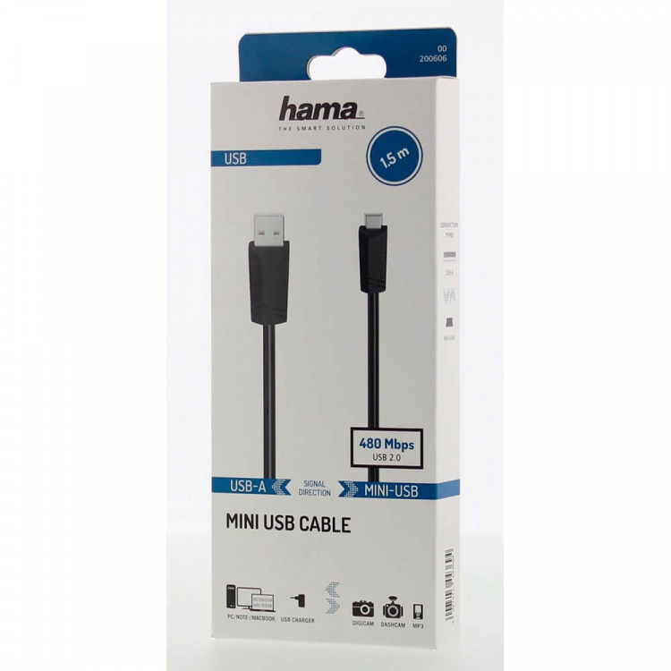 Hama Cable USB-Mini-B to USB-A USB 2.0 480 Mbit/s Black 1.5m