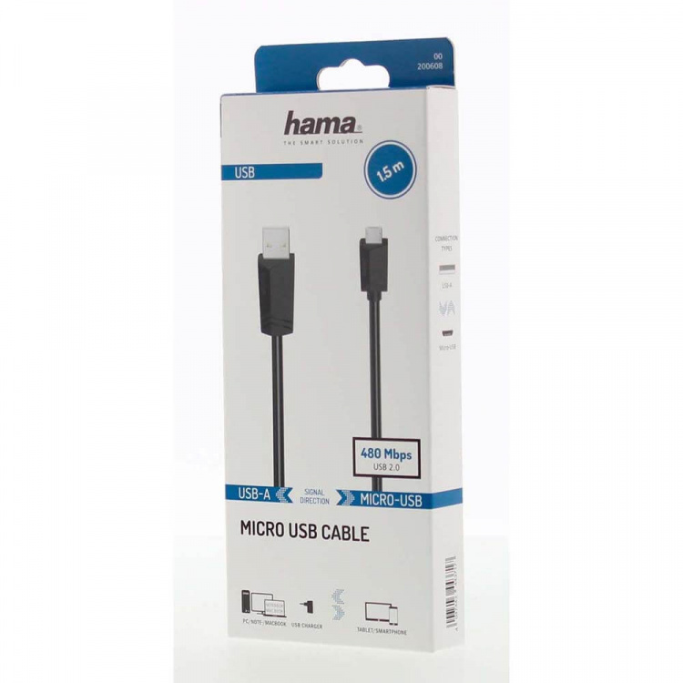 Hama Cable Micro-USB 2.0 480 Mbit/s 1,5m Black Hama Cable Micro-USB 2.0 480 Mbit/s 1,5m Black