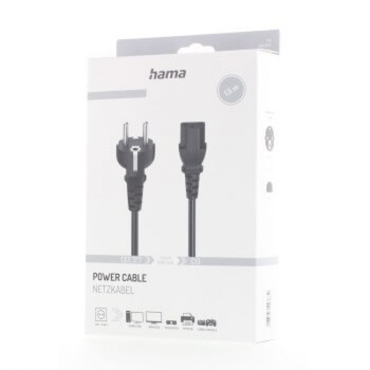 Hama Cable Power 3-pin Black 1.5m Hama Cable Power 3-pin Black 1.5m