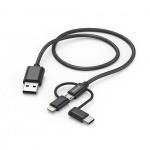 HAMA Multi Charging Cable 3-in-1 Black 1.5m