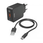 Hama Charger 220V with USB-C Cable Qualcomm 19.5W Black