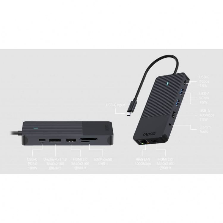 Rapoo USB-C Multiport UCM-2006 12-in-1 USB-C Adapter Rapoo USB-C Multiport UCM-2006 12-in-1 USB-C Adapter