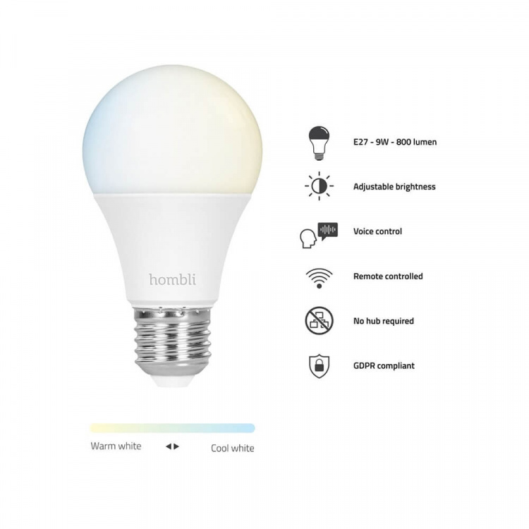 Hombli Smart Lampa E27 9W Promo 2-Pack CCT