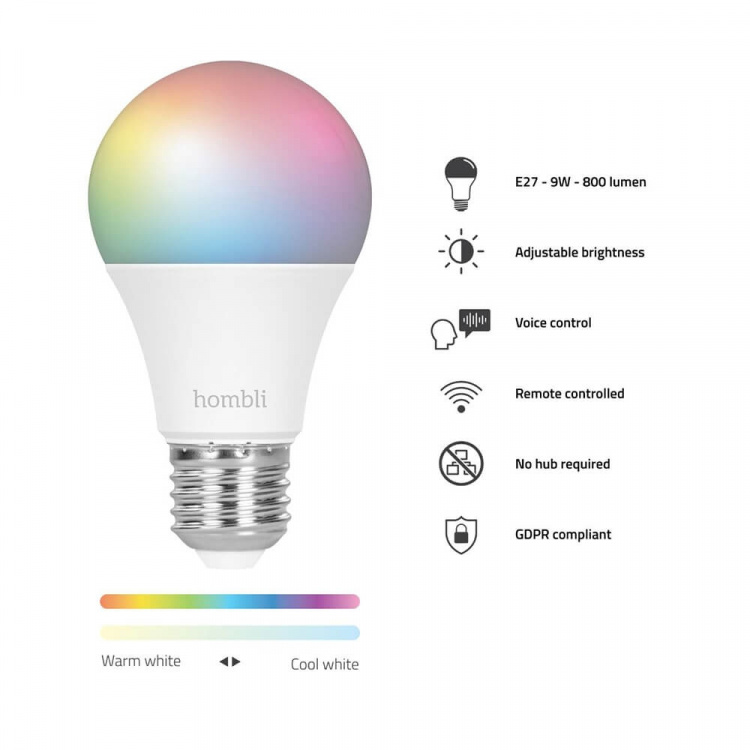 Hombli Smart Lampa E27 9W RGB Promo 2-Pack CCT Hombli Smart Lampa E27 9W RGB Promo 2-Pack CCT