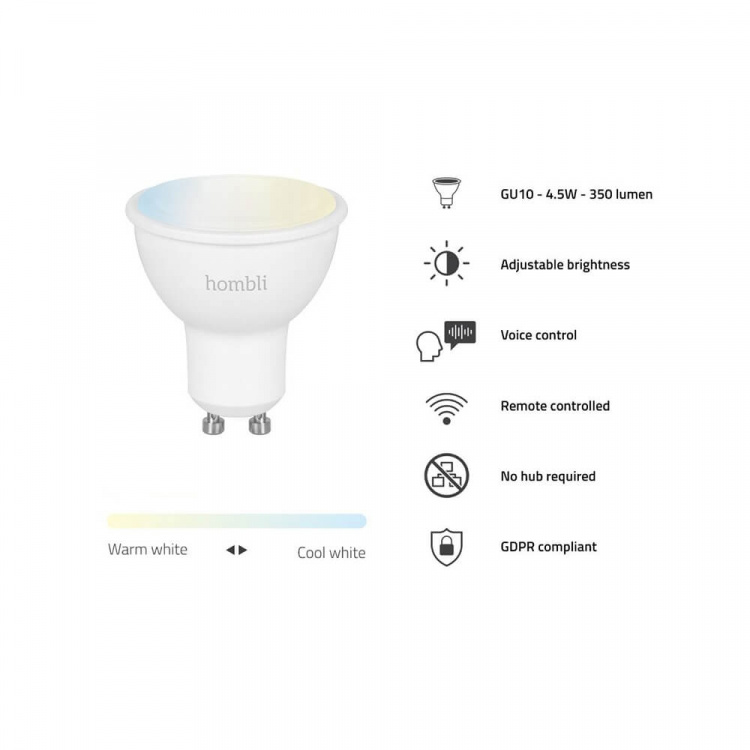 Hombli Smart Spot GU10 4.5W Promo 2-pack CCT Hombli Smart Spot GU10 4.5W Promo 2-pack CCT