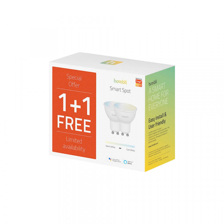 Hombli Smart Spot GU10 4.5W Promo 2-pack CCT Hombli Smart Spot GU10 4.5W Promo 2-pack CCT