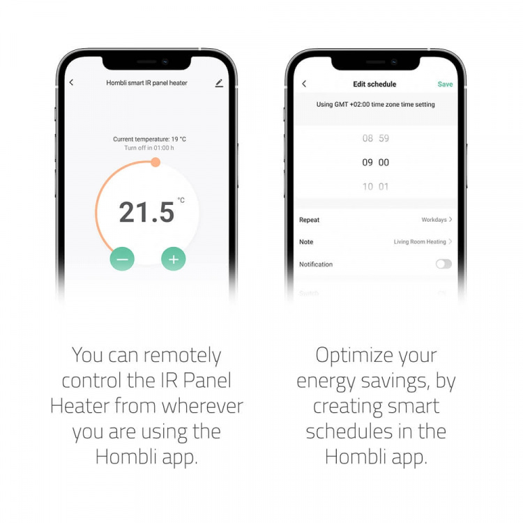 Hombli Smart Infraröd Panelvärmare Metall 700W Vit
