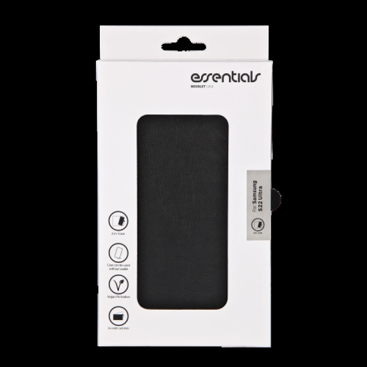 olennainen Samsung Galaxy S22 Ultra PU seinä,detac,3 kortti,Blk olennainen Samsung Galaxy S22 Ultra PU seinä,detac,3 kortti,Blk