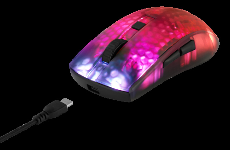 deltaco_gaming DM320 Wireless Semi-transparent RGB Lightweight mouse, black deltaco_gaming DM320 Wireless Semi-transparent RGB Lightweight mouse, black