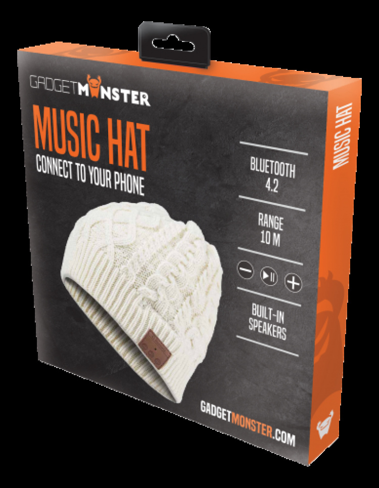 GADGETMONSTER Musiikkihattu, neulottu, valkoinen
