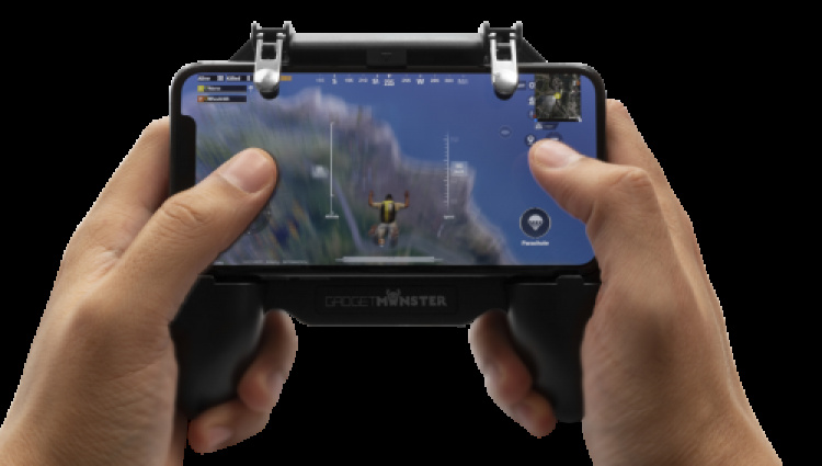 GADGETMONSTER Kannettava mobiili peliohjain 2000mAh Powerbankilla - Musta
