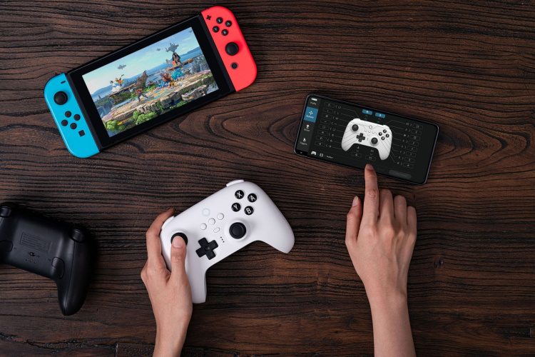 8BitDo Ultimate Bluetooth Controller -peliohjain, valkoinen, Switch / PC