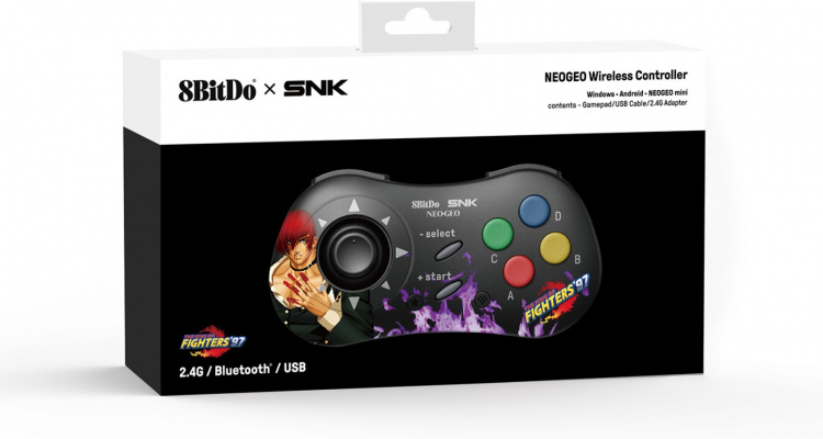 8BitDo NEOGEO Wireless Pad -langaton peliohjain, Iori Yagami Edition, Windows / Android / NEOGEO mini