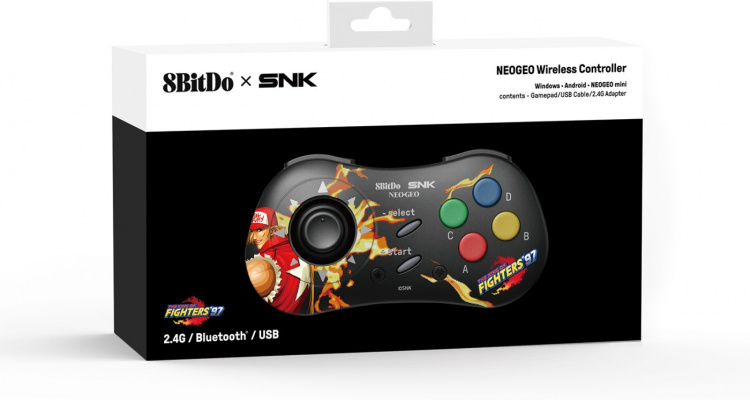 8BitDo NEOGEO Wireless Pad -langaton peliohjain, Terry Bogard Edition, Windows / Android / NEOGEO mini