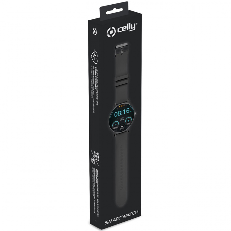 Celly Trainerround2 Smartwatch med rund urtavla Svart
