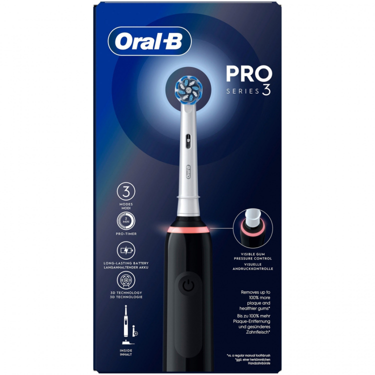 Oral B Eltandborste Pro3 Black + Extra Refill Oral B Eltandborste Pro3 Black + Extra Refill