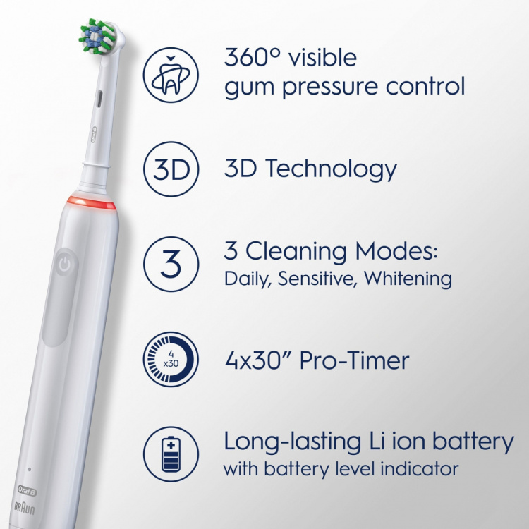 Oral B Eltandborste Pro3 White + Extra Refill + TC Oral B Eltandborste Pro3 White + Extra Refill + TC