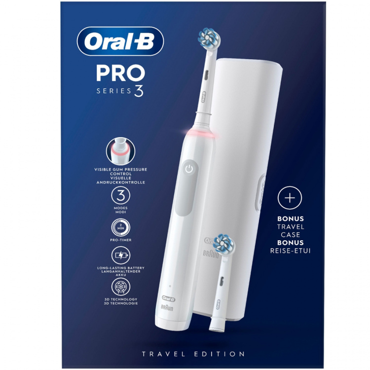 Oral B Eltandborste Pro3 White + Extra Refill + TC Oral B Eltandborste Pro3 White + Extra Refill + TC