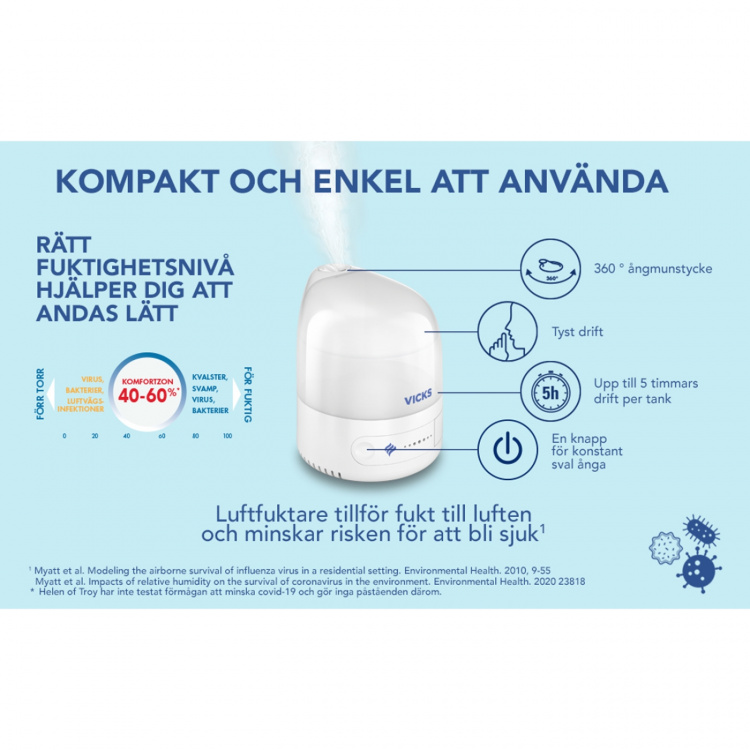 Vicks Luftfuktare Ultrasonic-Cool Mist VUL510E4