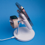 Forever MACS-100 - 5in1 langaton latausasema ja kannettava Qi-virtapankki 5000mAh, Valkoinen