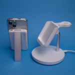 Forever MACS-100 - 5in1 langaton latausasema ja kannettava Qi-virtapankki 5000mAh, Valkoinen