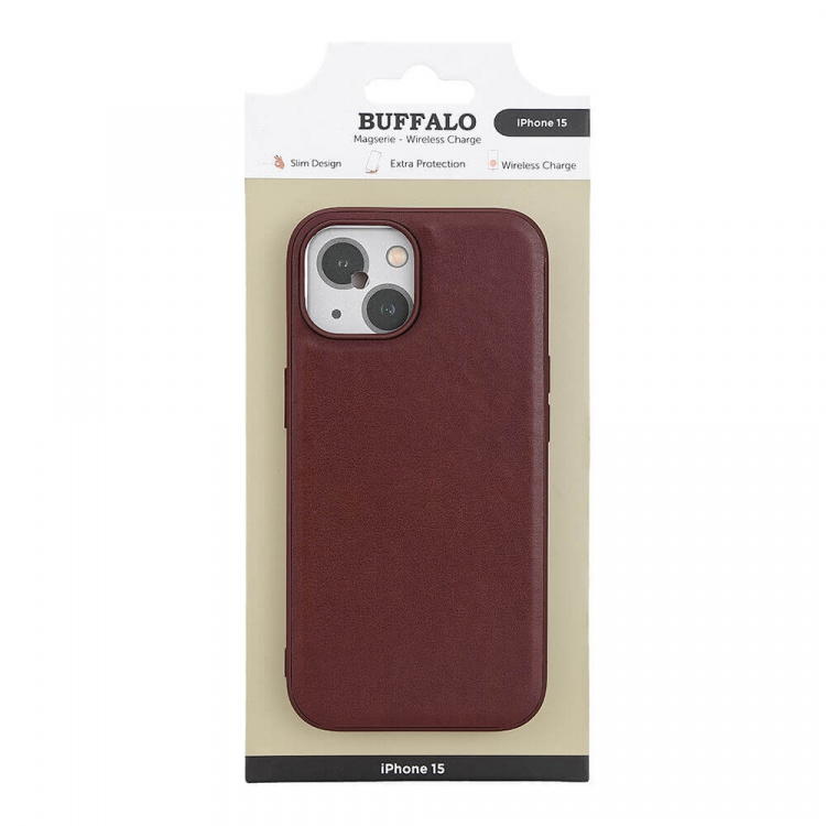 Buffalo Back cover PU MagSeries iPhone 15 Brown Buffalo Back cover PU MagSeries iPhone 15 Brown