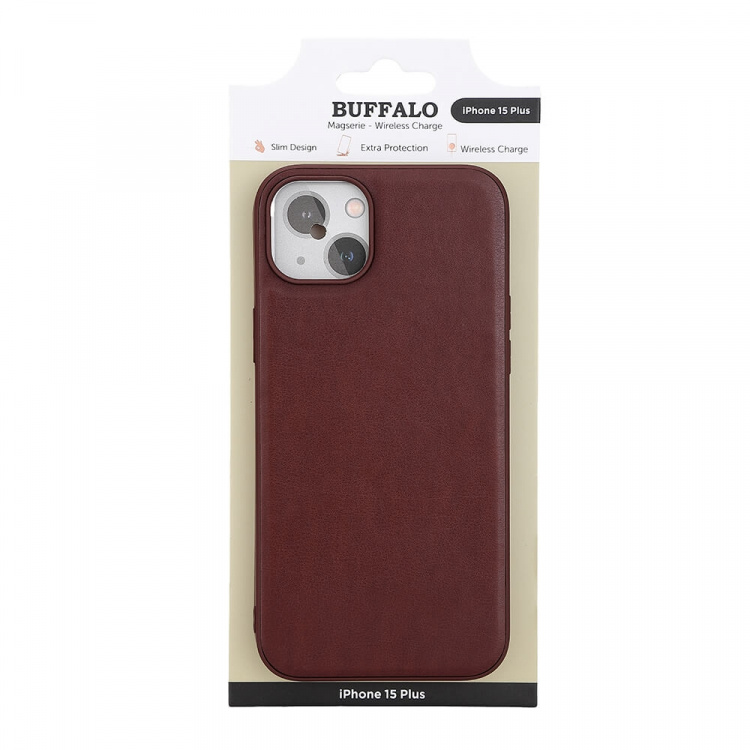 Buffalo Back cover PU MagSeries iPhone 15 Plus Brown Buffalo Back cover PU MagSeries iPhone 15 Plus Brown