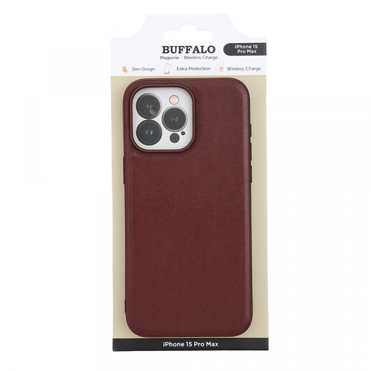 Buffalo Back cover PU MagSeries iPhone 15 Pro Max Brown Buffalo Back cover PU MagSeries iPhone 15 Pro Max Brown