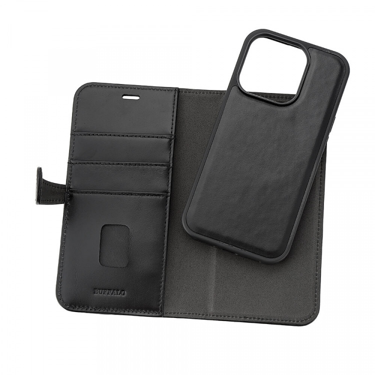 Buffalo 2in1 Leather 3 card MagSeries iPhone 15 Pro Black Buffalo 2in1 Leather 3 card MagSeries iPhone 15 Pro Black