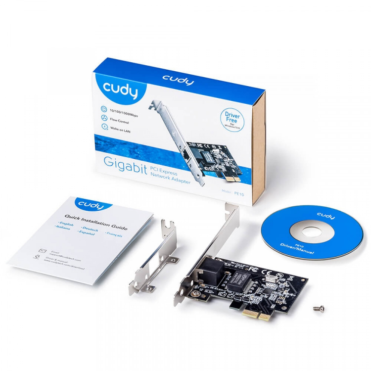 Cudy Adapter PCI-E PE10 Gigabit 1P Low Profile Cudy Adapter PCI-E PE10 Gigabit 1P Low Profile