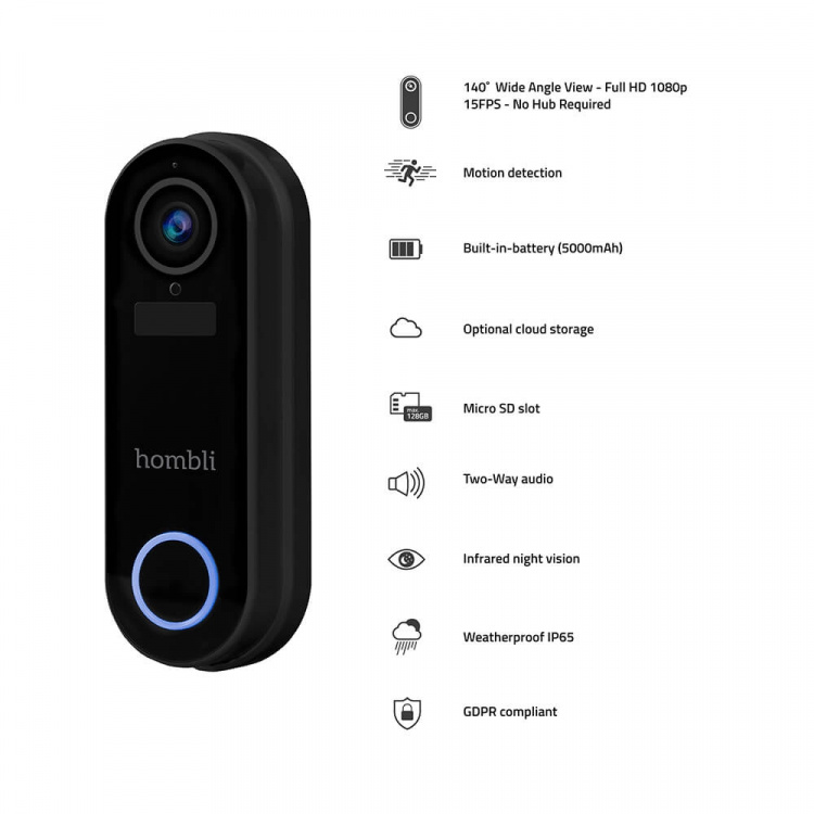 HOMBLI Smart Doorbell Pack Black