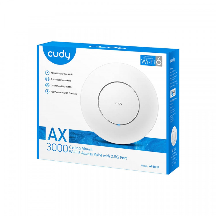 CUDY Acces Point AP3000 WF6 AX3000 Gigabit PoE Mesh CUDY Acces Point AP3000 WF6 AX3000 Gigabit PoE Mesh