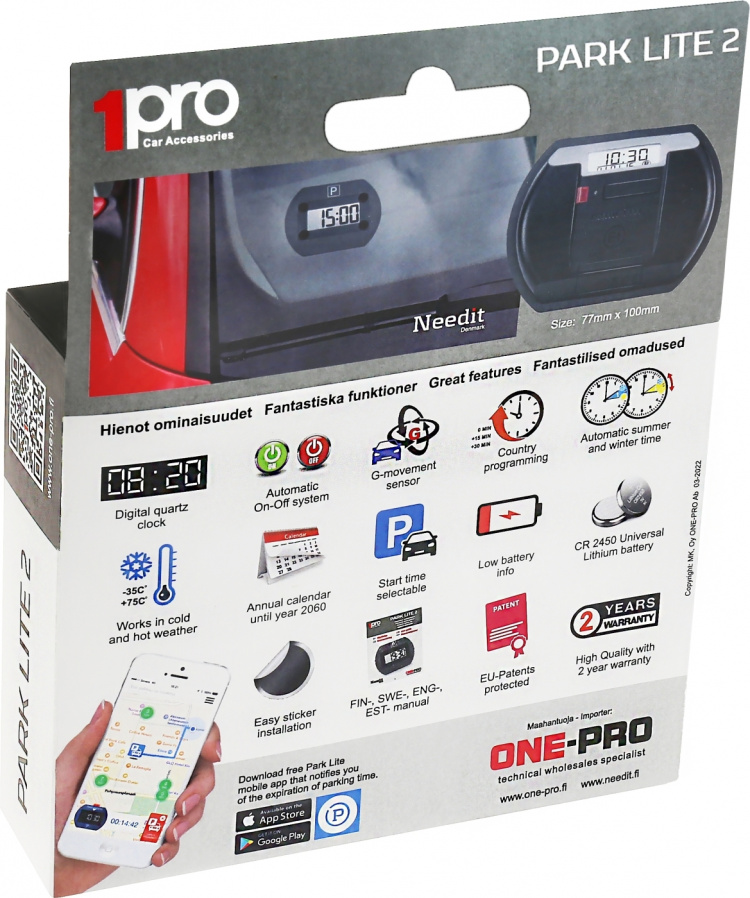 Needit Park Lite 2 -automaattinen pysäköintikiekko, musta