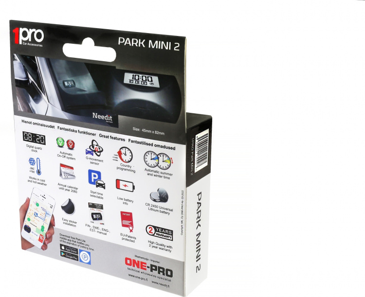 Needit Park Mini 2 -automaattinen pysäköintikiekko, musta Needit Park Mini 2 -automaattinen pysäköintikiekko, musta