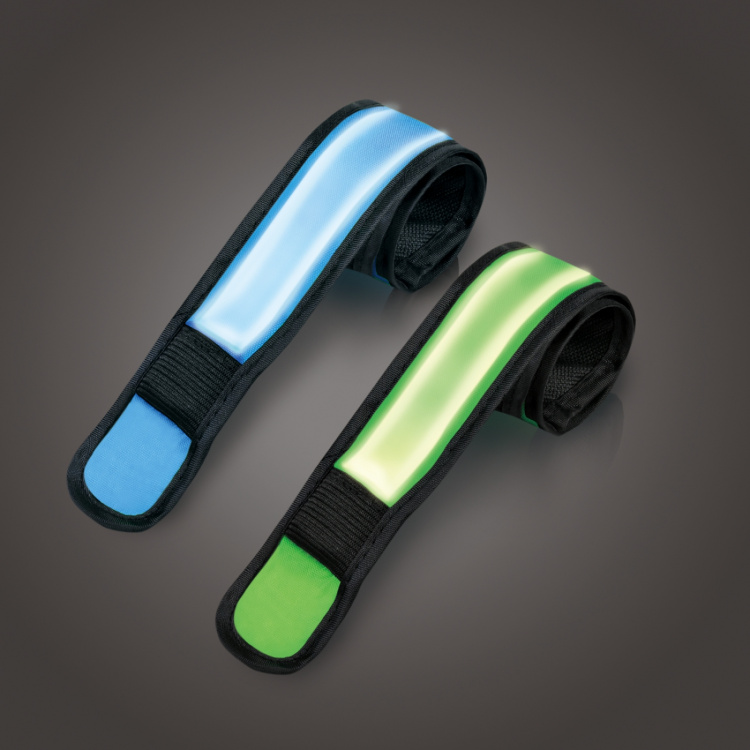 LogiLink LED-reflexband Slap-wrap 2-pack Blå + Grön