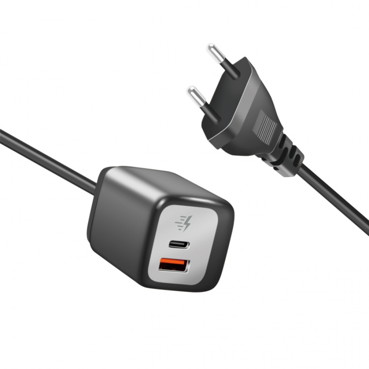 LogiLink USB-laddare 1xUSB-A + 1xUSB-C med fast kabel 1,5m GaN 30W LogiLink USB-laddare 1xUSB-A + 1xUSB-C med fast kabel 1,5m GaN 30W