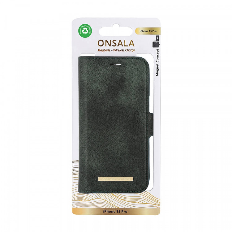 ONSALA Eco Wallet 2 card Recycled MagSerie iPhone 15 Pro Dark Green ONSALA Eco Wallet 2 card Recycled MagSerie iPhone 15 Pro Dark Green