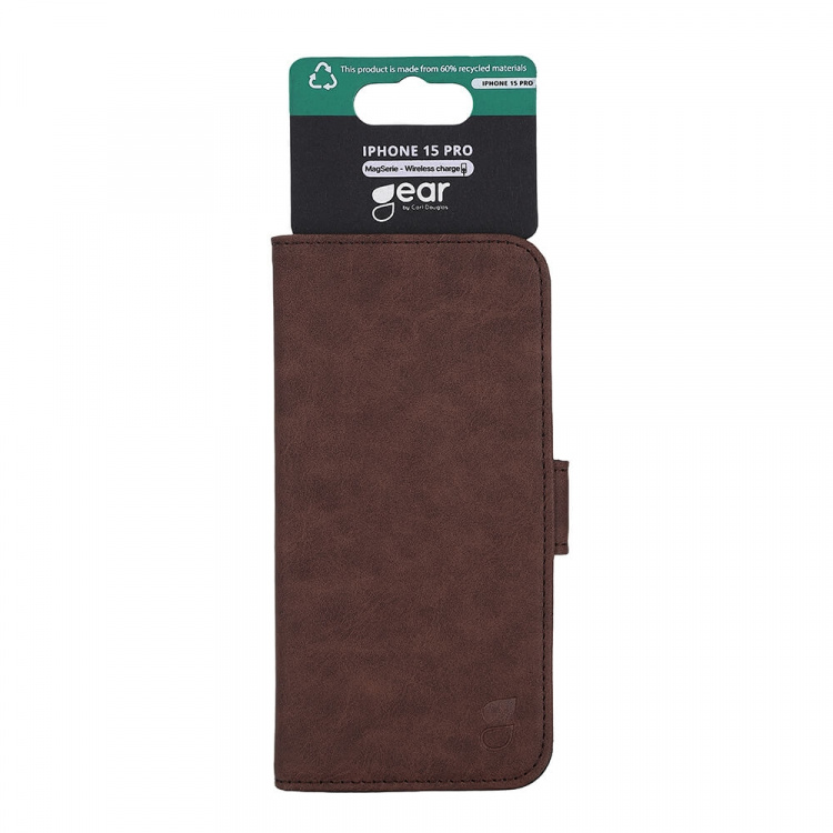 GEAR Classic 3 card Recycled MagSerie iPhone 15 Pro Brown
