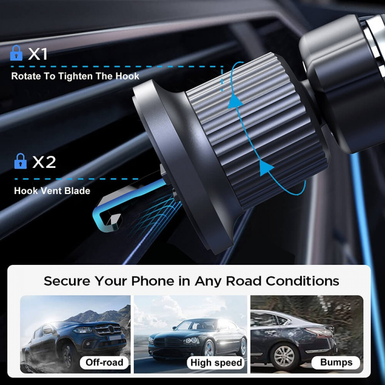 Gear MagSerie Puhelinpidike Airwent MagSafe lataus 15W Langaton Gear MagSerie Puhelinpidike Airwent MagSafe lataus 15W Langaton