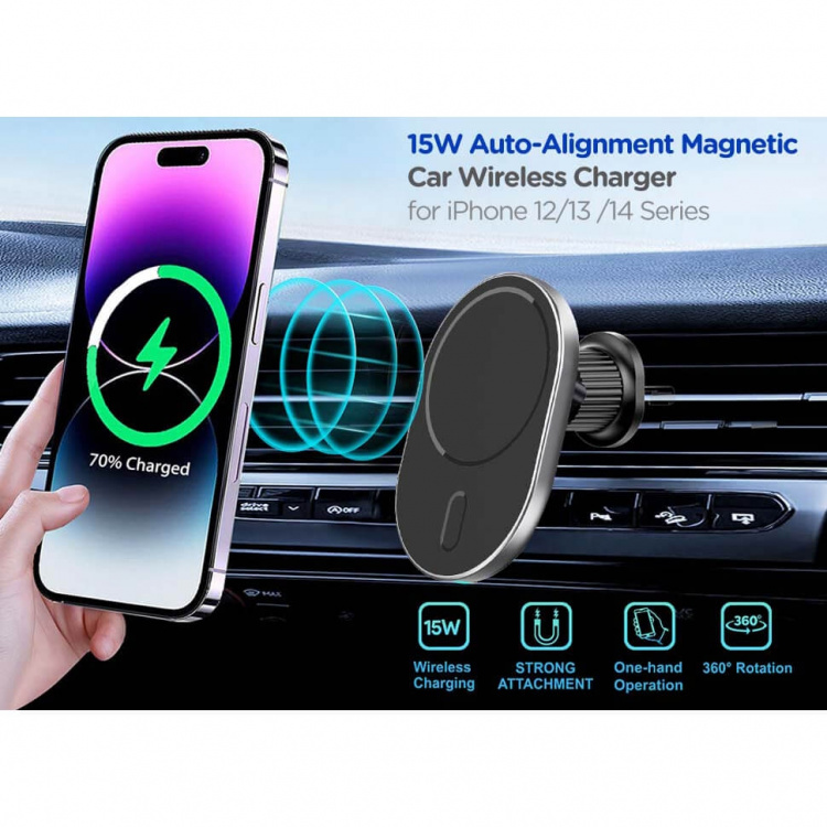 Gear MagSerie Puhelinpidike Airwent MagSafe lataus 15W Langaton Gear MagSerie Puhelinpidike Airwent MagSafe lataus 15W Langaton