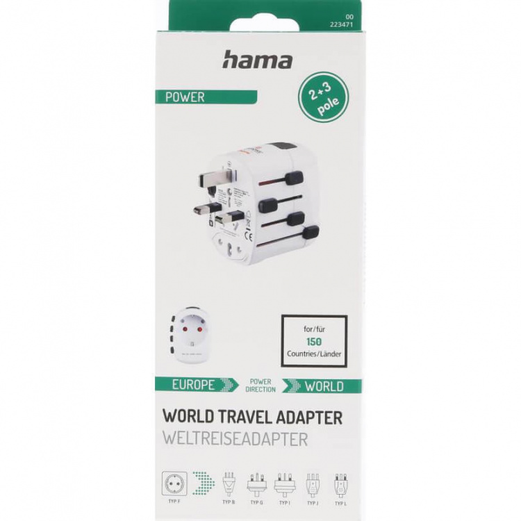 HAMA World Travel Adapter Pro EU-WORLD 3-pin