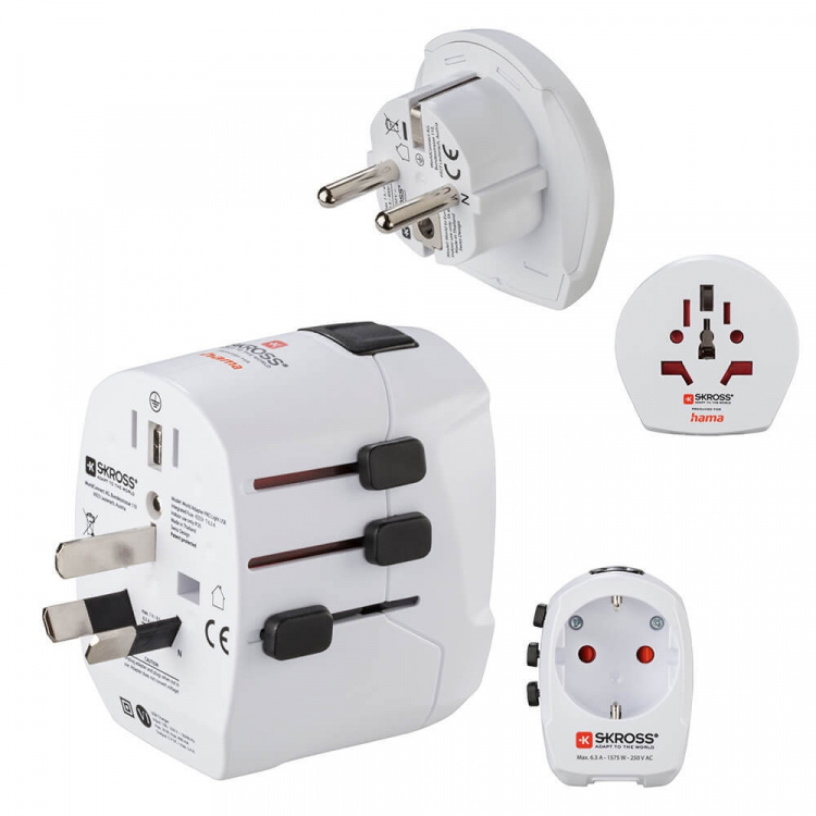 HAMA World Travel Adapter Pro Light USB 3-pin
