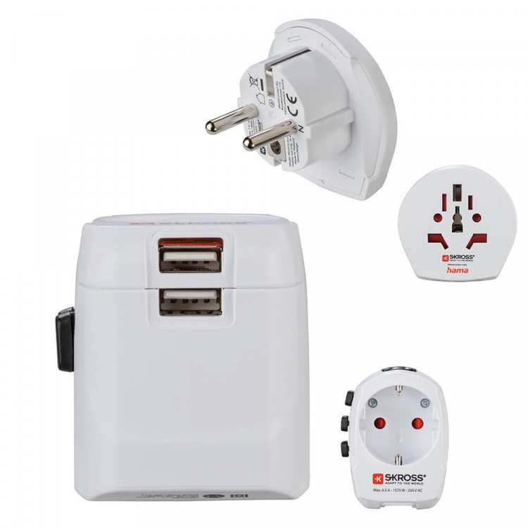 HAMA World Travel Adapter Pro Light USB 3-pin